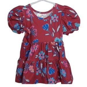 Dot Dot Smile Berry Bloom Tier Dress Baby Girls 6 - 12 Months Pink Blue Flowers